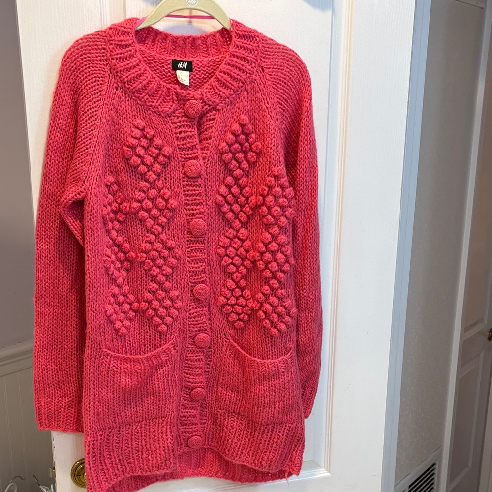 NWOT H&M Vibrant Pink Cardigan Sweater